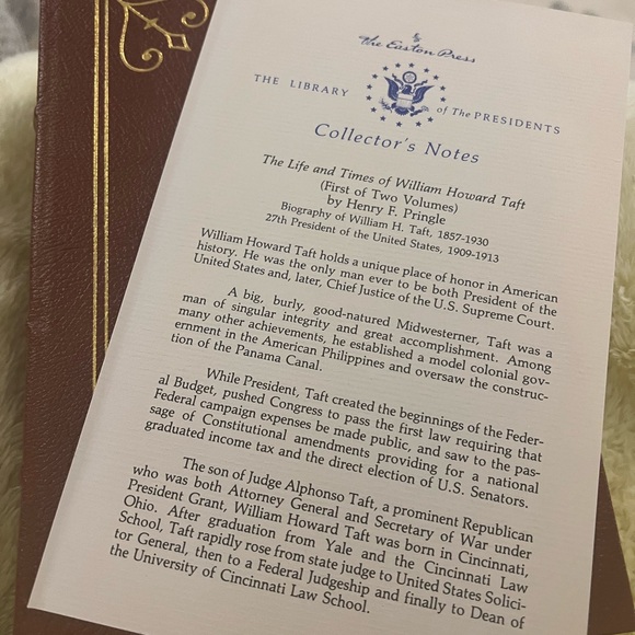 Easton Press “THE LIFE AND TIMES OF WILLIAM H TAFT” LEATHER BOOK 22ktGOLD INLAID - Picture 8 of 11